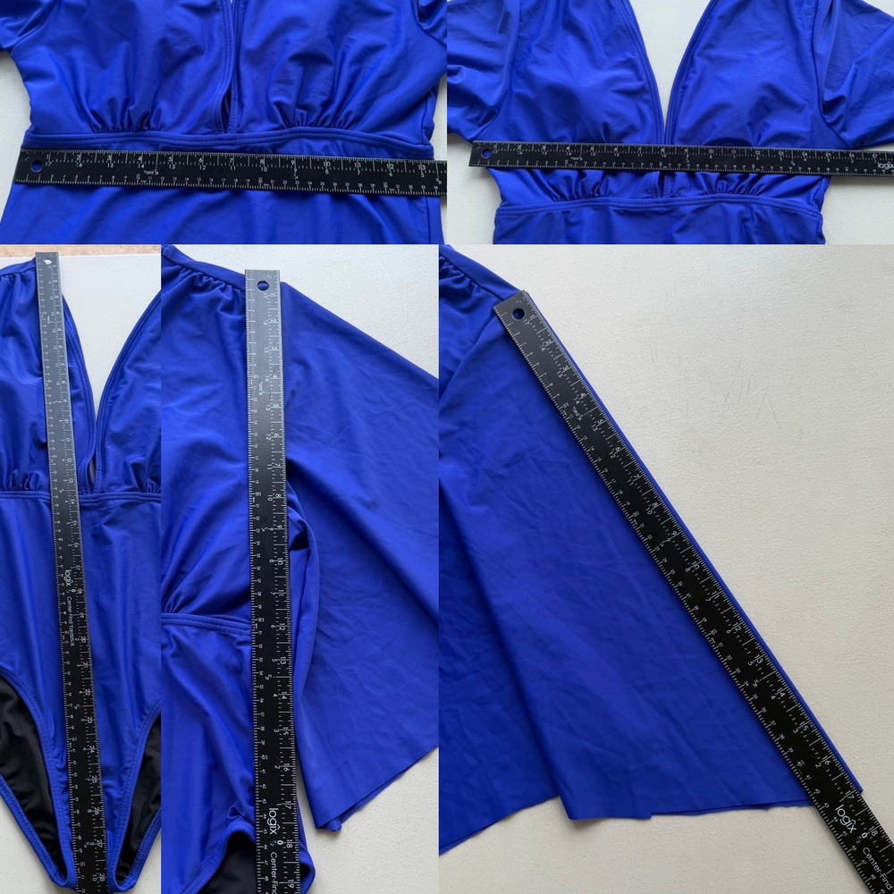 Venus 10 Royal Blue Deep V-Neck Flutter Kimono Sleeve Keeley, One Piece Swimsuit - Picture 4 of 14